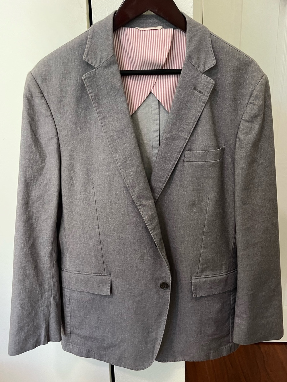 Brooks Brothers Gray Single-Breasted Sport Coat Lightweight Cotton